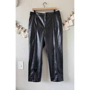 Banana Republic High Rise Tapered Vegan Leather Pant Black Grunge Careerwear L